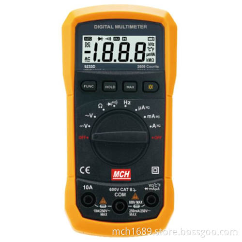 Digital Multimeter, AC/DC Voltage/Current, 20kHz, 2000 Counts (MCH-9233D/E)